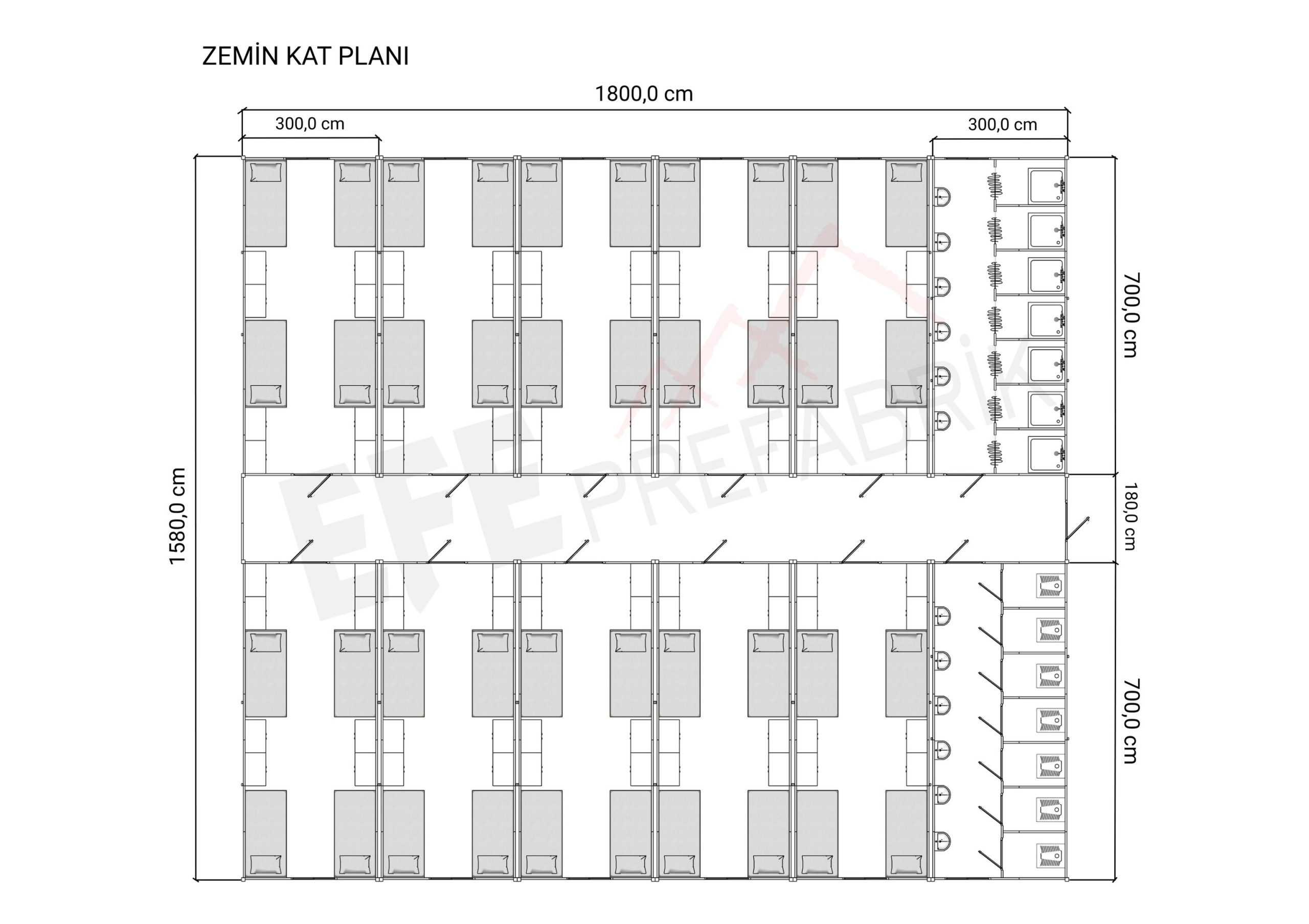 12'Lİ GRUP 40-80 KİŞİLİK TEK KATLI YATAKHANE