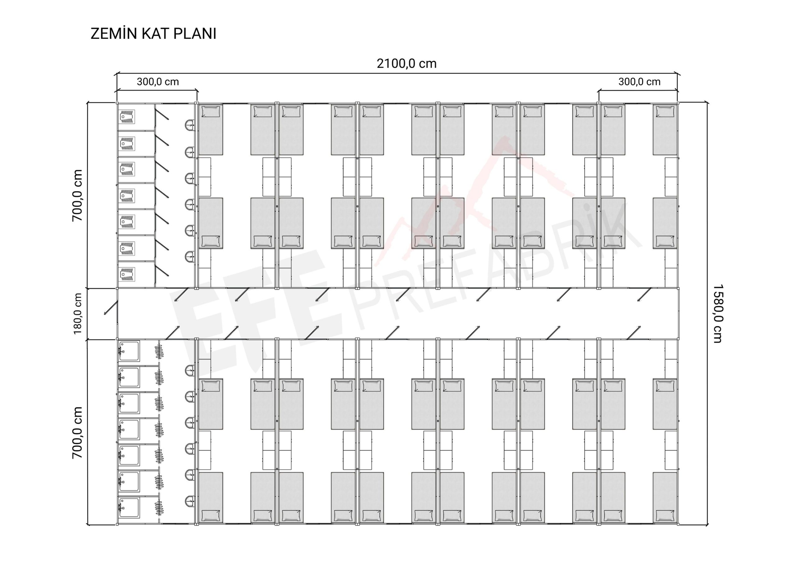 14'LÜ GRUP 48-96 KİŞİLİK TEK KATLI YATAKHANE