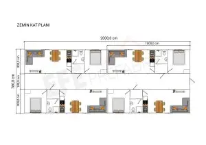 4'LÜ GRUP 4 KİŞİLİK TEK KATLI STAFF YATAKHANE